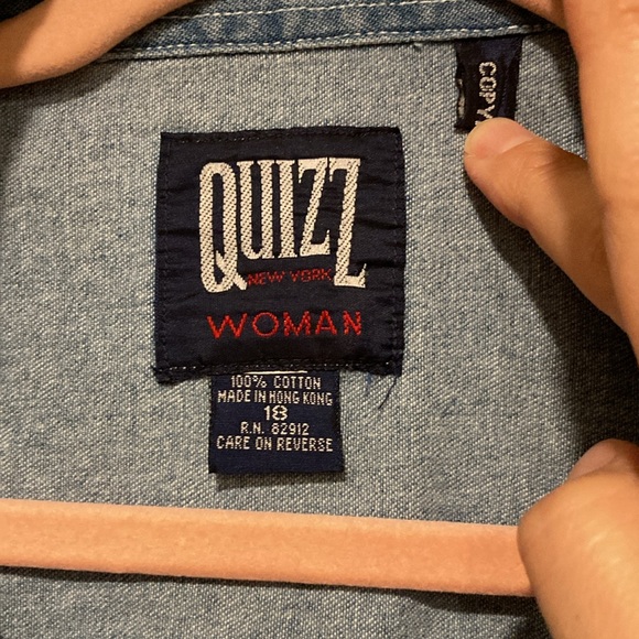 Denim Button Down Flying Dogs Puppies Pilot Embroidery Shirt Sz 18 XL - Picture 3 of 4